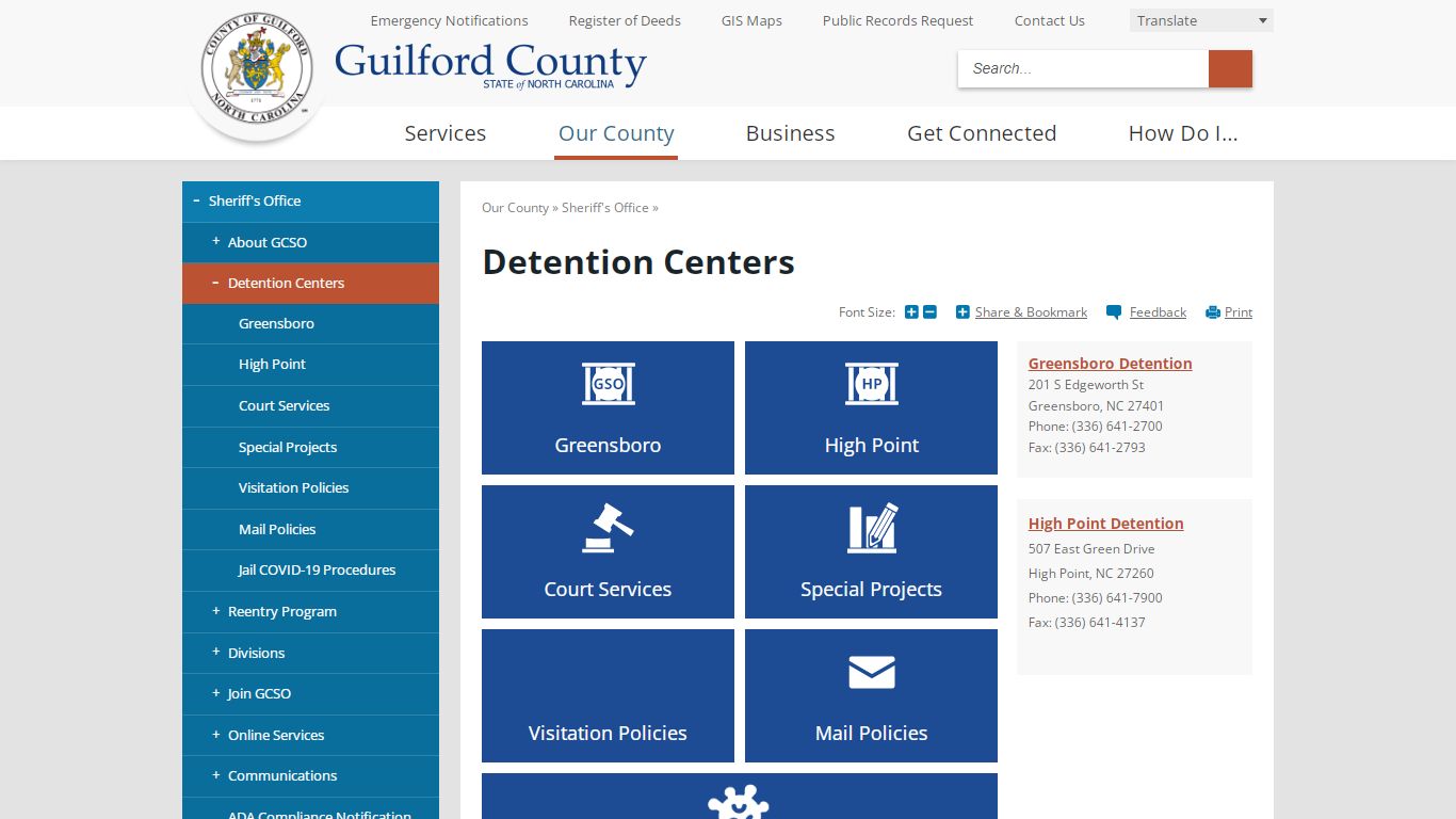 Detention Centers | Guilford County, NC